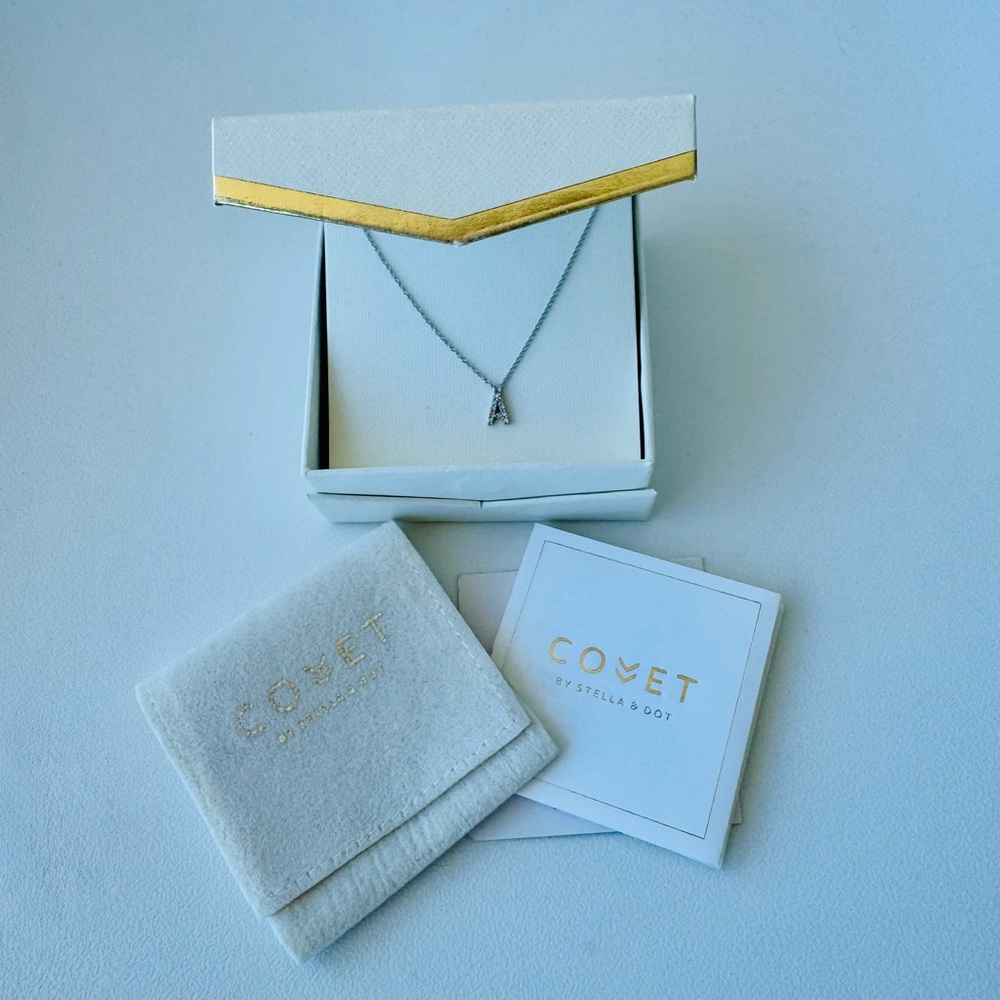 Stella & Dot Covet White Gold “A” Necklace